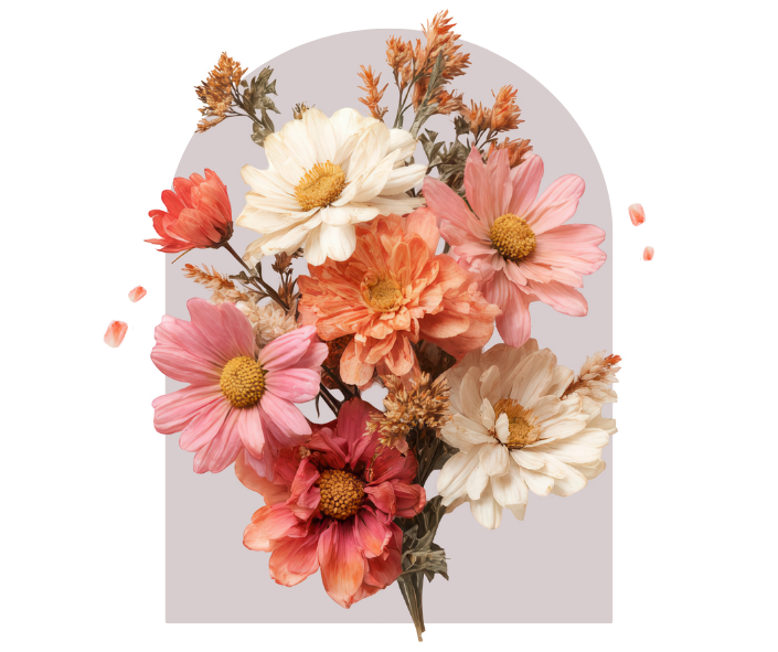 Composition florale et pétales